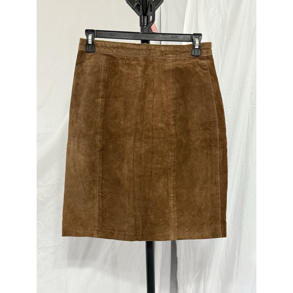 Vintage Gitano Brown 100% Leather Mini Skirt Size 9/10